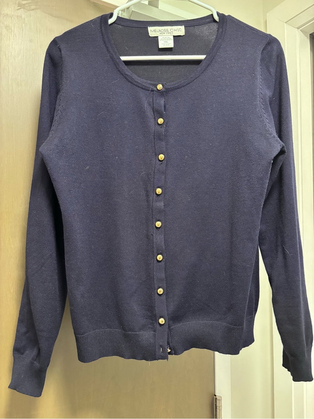 Melrose chic Navy Button-Front Women's Sweater cardigan